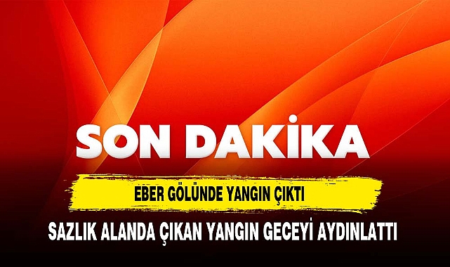 Eber Gölü'nde Çıkan Yangın Geceyi Aydınlattı