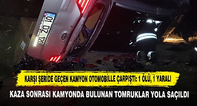 Karşı Şeride Geçen Kamyon Otomobille Çarpıştı: 1 Ölü, 1 Yaralı