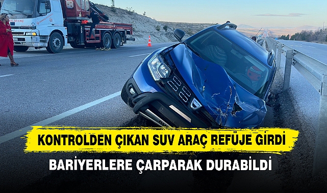 Kontrolden Çıkan Suv Araç Refüje Girdi