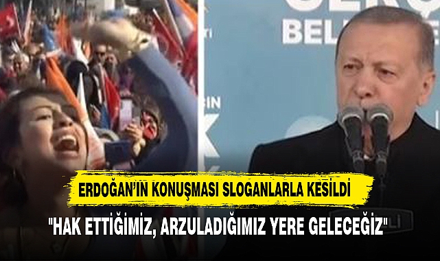Mitinge damga vuran anlar! Genç kız, attığı sloganla Erdoğan'ın konuşmasını böldü