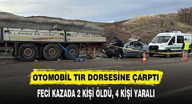 OTOMOBİL TIR DORSESİNE ÇARPTI