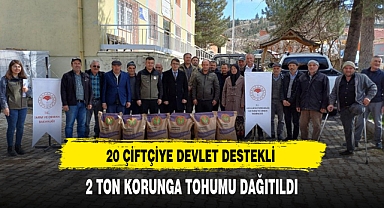 20 ÇİFTÇİYE DEVLET DESTEKLİ 2 TON KORUNGA TOHUMU DAĞITILDI