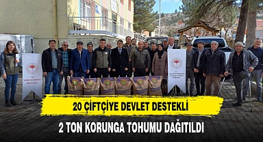 20 ÇİFTÇİYE DEVLET DESTEKLİ 2 TON KORUNGA TOHUMU DAĞITILDI