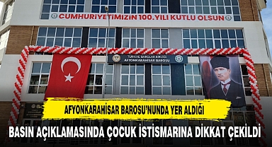 Afyon Barosu'ndan Çocuk İstismarına Dikkat Çekildi