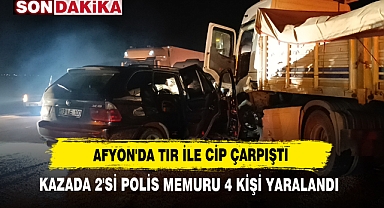 Afyon'da Tır ile Cip Çarpıştı