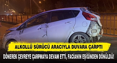 Alkollü Sürücü Aracıyla Duvara Çarptı