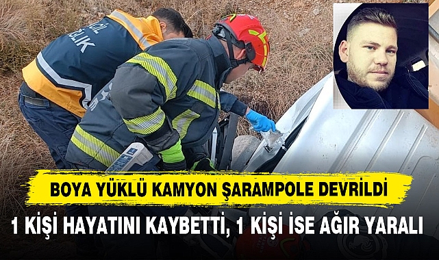 Boya Yüklü Kamyon Şarampole Devrildi