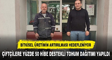 ÇİFTÇİLERE YÜZDE 50 HİBE DESTEKLİ TOHUM DAĞITIMI YAPILDI
