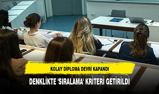 DENKLİKTE 'SIRALAMA' KRİTERİ GETİRİLDİ