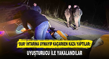 ‘DUR’ İHTARINA UYMAYIP KAÇARKEN KAZA YAPTILAR: