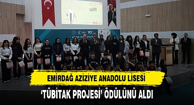 EMİRDAĞ AZİZİYE ANADOLU LİSESİ 'TÜBİTAK PROJESİ' ÖDÜLÜNÜ ALDI