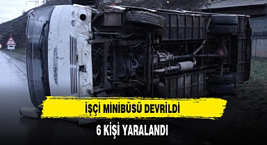 İşçi Minibüsü Devrildi 6 Kişi Yaralandı