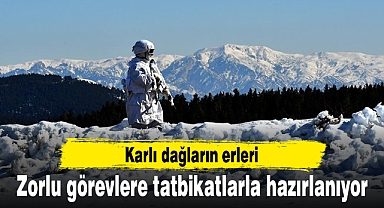 Karlı dağların erleri zorlu görevlere tatbikatlarla hazırlanıyor