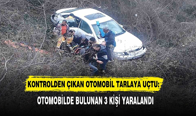 KONTROLDEN ÇIKAN OTOMOBİL TARLAYA UÇTU: