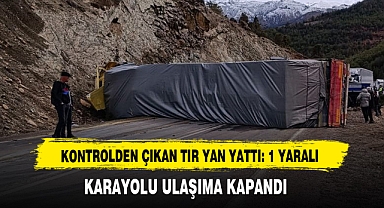 Kontrolden Çıkan Tır Yan Yattı: 1 Yaralı