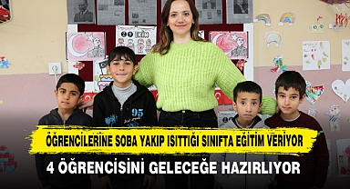 Öğrencilerine Soba Yakıp Isıttığı Sınıfta Eğitim Veriyor