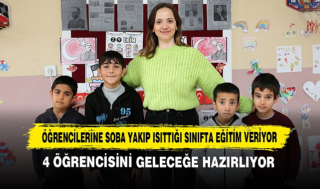 Öğrencilerine Soba Yakıp Isıttığı Sınıfta Eğitim Veriyor