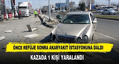 Önce Refüje Sonra Akaryakıt İstasyonuna Daldı
