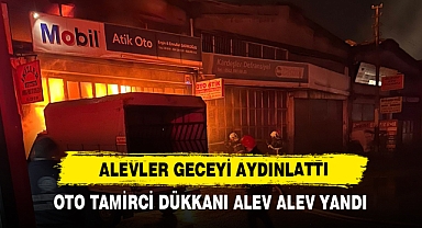 Oto Tamirci Dükkanı Alev Alev Yandı