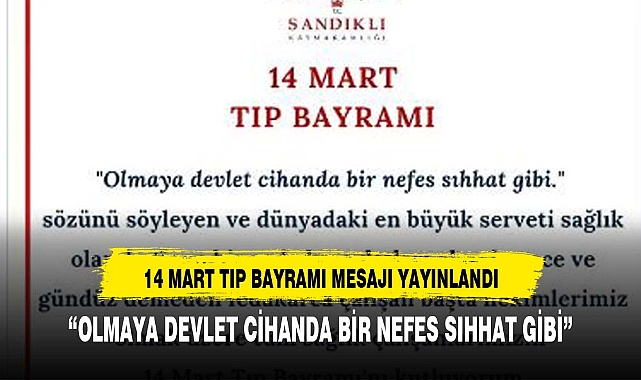 SANDIKLI KAYMAKAMLIĞINDAN 14 MART MESAJI
