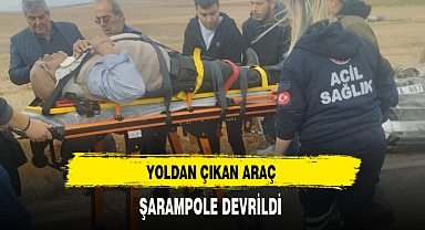 Şarampole Devrilen Araçta Sıkıştı Ekipler Müdahale Etti