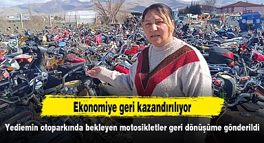 Yediemin otoparkında bekleyen motosikletler geri dönüşüme gönderildi