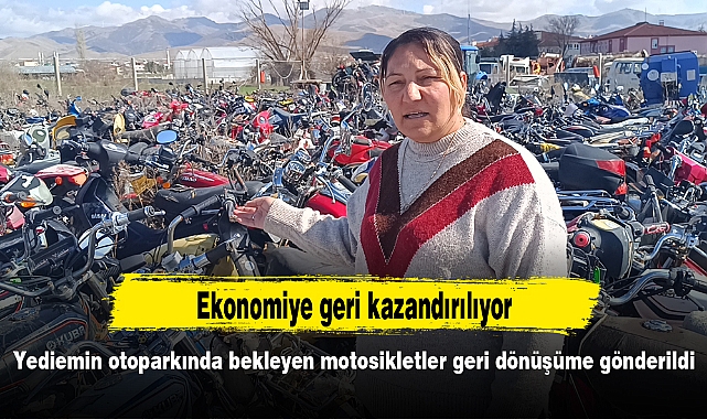 Yediemin otoparkında bekleyen motosikletler geri dönüşüme gönderildi
