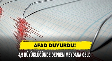 AFAD Duyurdu! 4,5 Büyüklüğünde Deprem Meydana Geldi