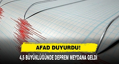 AFAD Duyurdu! 4,5 Büyüklüğünde Deprem Meydana Geldi