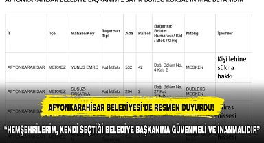 AFYONKARAHİSAR BELEDİYESİ'DE RESMEN DUYURDU!