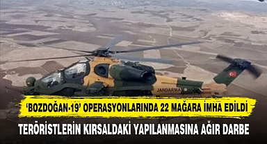 'Bozdoğan-19' Operasyonlarında 22 Mağara İmha Edildi