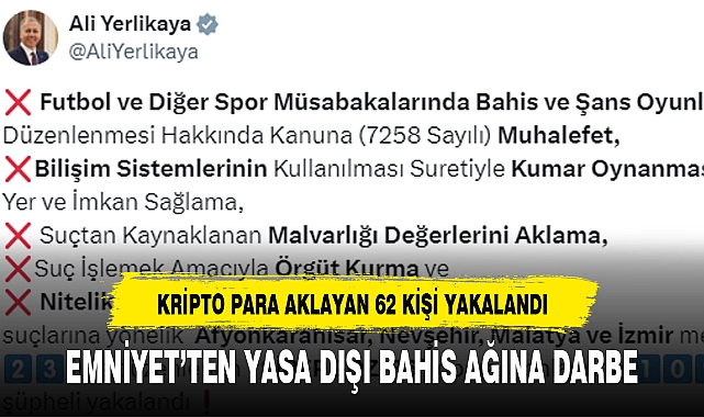 EMNİYET'TEN YASA DIŞI BAHİS AĞINA DARBE
