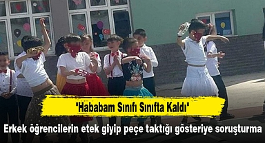 Erkek öğrencilerin etek giyip peçe taktığı gösteriye soruşturma