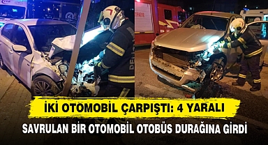 İki Otomobil Çarpıştı: 4 Yaralı