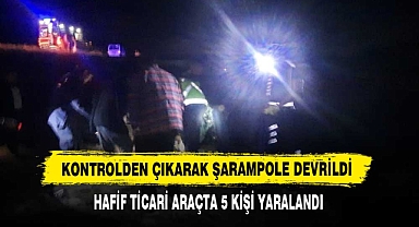 Kontrolden Çıkarak Şarampole Devrildi: Hafif Ticari Araçta 5 Kişi Yaralandı