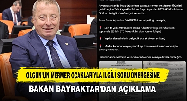Olgun'un Mermer Ocaklarıyla İlgili Soru Önergesine Bakan Bayraktar'dan Açıklama