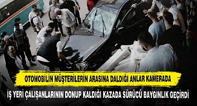 Otomobilin Müşterilerin Arasına Daldığı Anlar Kamerada