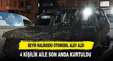 Seyir Halindeki Otomobil Alev Aldı 4 Kişilik Aile Son Anda Kurtuldu