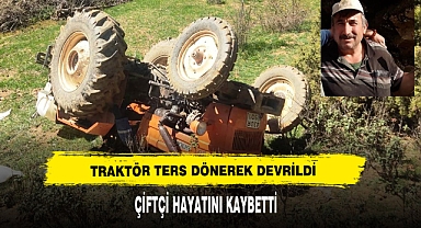 Traktör Ters Dönerek Devrildi