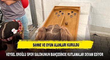 VEYSEL EROĞLU SPOR SALONUNUN BAHÇESİNDE KUTLAMALAR DEVAM EDİYOR