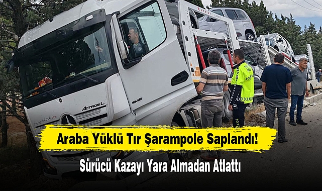 Araba Yüklü Tır Şarampole Saplandı!