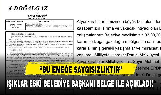 IŞIKLAR ESKİ BELEDİYE BAŞKANI BELGE İLE AÇIKLADI!