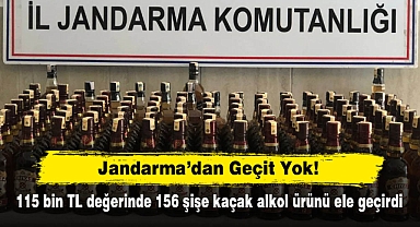 Jandarma’dan Geçit Yok! 115 bin TL değerinde 156 şişe kaçak alkol ürünü ele geçirdi