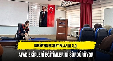 Kursiyerler Sertifikalarını Aldı. AFAD Ekipleri Eğitimlerini Sürdürüyor