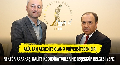 REKTÖR KARAKAŞ, KALİTE KOORDİNATÖRLERİNE TEŞEKKÜR BELGESİ VERDİ