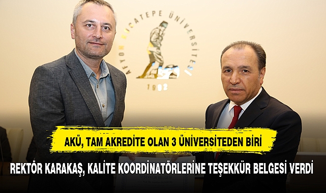 REKTÖR KARAKAŞ, KALİTE KOORDİNATÖRLERİNE TEŞEKKÜR BELGESİ VERDİ