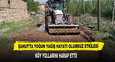 Şuhut'ta Yoğun Yağış Hayatı Olumsuz Etkiledi
