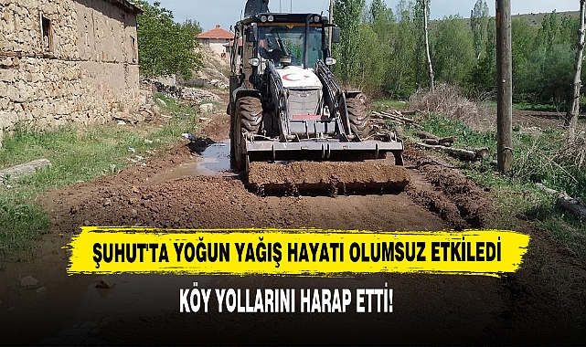 Şuhut'ta Yoğun Yağış Hayatı Olumsuz Etkiledi