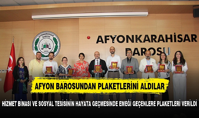 Afyonkarahisar Barosundan Yönetim Kurulu Üyelerine plaket