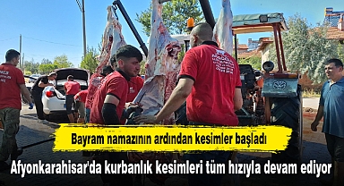 Afyonkarahisar'da kurbanlık kesimleri tüm hızıyla devam ediyor